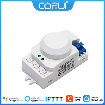 CoRui Интелигентен Превключвател Микровълнов Сензор 5,8 Ghz Сензорен Превключвател На 360 Градуса Датчик За Движение Ключа За Лампата Детектор На Движение На Тялото