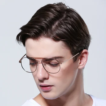 FENCHI мъжки слънчеви очила в рамки на Очила За Късогледство оптични очила ретро дизайн Прозрачни чисти лещи анти сини лещи метална пълна дограма