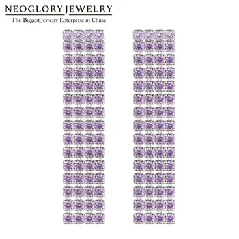 Neoglory 2020 Модни Обеци с Пискюли на веригата под формата на Ноктите За Жени, бижута на булката За Сватбения банкет с Размер 1,5 мм CZ 4 серии 3 см
