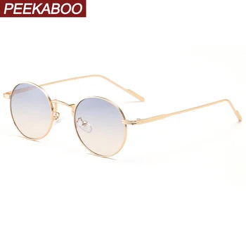 Peekaboo метална дограма за кръгли слънчеви очила за мъже в ретро стил малки мъжки слънчеви очила за жени uv400 кафяв жълт 2022 градиент