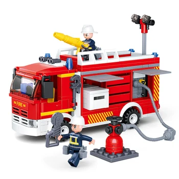 SLUBAN 2021 Градски Пожарникар Камион Кола Полицай, Пожарникар Фигурки Герой Строителни Блокове Тухли Съберат Детски Играчки Подарък