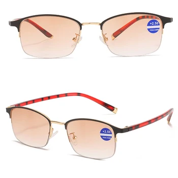 Анти-Сини Бифокални Очила за Четене за Мъже и Жени, Улични Полукадровые Прогресивно Цветни Очила за Четене