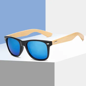 Бамбук крак Слънчеви Очила Дървени Поляризирани Слънчеви Очила Мъжки слънчеви Очила Мъжки UV400 Защитни Очила Дървени Оригинални Oculos fastion
