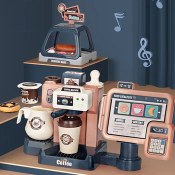 Детска Кафе Машина Набор От Играчки Кухненски Играчки Моделиране На Храна Хляб Кафе Торта Ролеви Игри Закупуване На Касов Апарат Играчки За Деца
