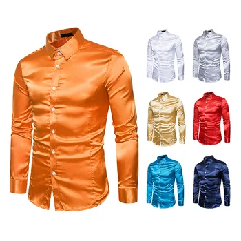 есенно-зимни памучни ежедневните модерни мъжки ризи с ревера и дълги ръкави, с високо качество лъскави мъжки жилетки, блузи, долната риза