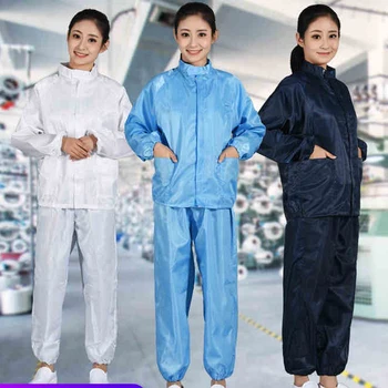  Жена мъжете прахозащитен антистатични работни костюми, униформи Тела автомобилна работилница за боядисване на чиста стая облекло, без прах костюм