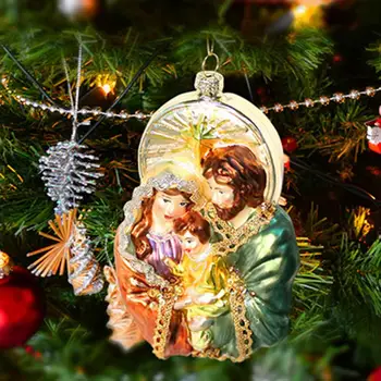 Коледен Окачен Медальон Полезен Атрактивен с Висящ стъклен Исус в съвсем малък за дома