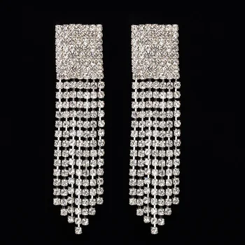 Модни аксесоари пълен планински кристал пискюл изискани обеци луксозни банкетни обеци #E211
