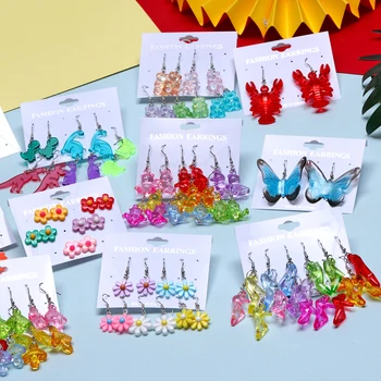 Модни Сладки Акрилни Обеци с Отложено във формата на Пеперуда, Акрилни Цветни Череша Висящи Обеци за Жени, Момичета, Бижута за Уши, Подаръци