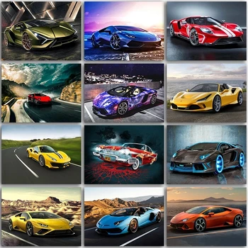 Платно Картина Спортен Автомобил на Ferrari и Lamborghini Плакат HD Печат на Платно Картина на Стената Книга За Изкуството на Снимки на Стаи за Декорация на Дома Куадро