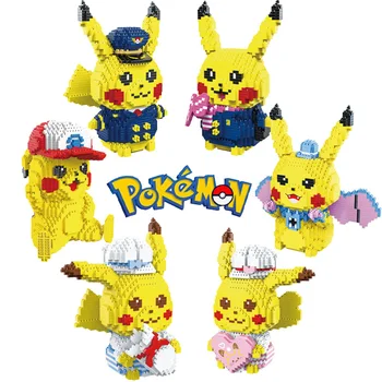 Поредица pokemon с няколко изражението на Pikachu модел diamond малкият градивен елемент на пъзел в събирането на детска играчка, подарък