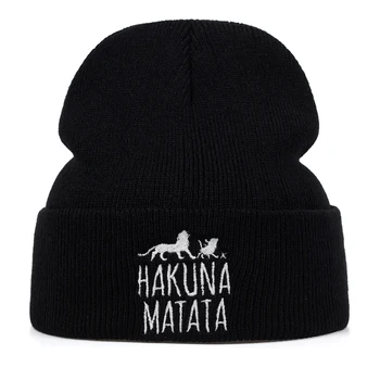 2019 нова капачка на АКУНА МАТАТА, Мъжки и дамски зимни шапка, модни и ежедневни шапка с бродерия в стил хип-хоп, Шапчица С белезници
