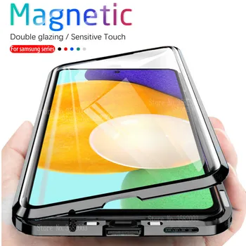 360 ° Магнитен Флип Калъф За Samsung Galaxy A52 5G A72 4G samsun A 52 72 samsunga52 Двустранен Стъкло Метална Броня Калъф За вашия Телефон