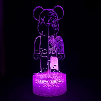 Bearbrick Аниме Фигура 3d Led Лампа За Спални Манга Мрачни Акрилни Нощни осветителни Тела, Детски Подарък За Рожден Ден
