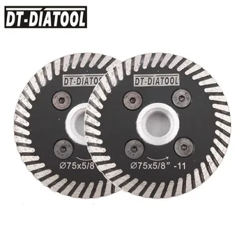 DT-DIATOOL 2 бр. диамантени пильный диск с фланец 5/8-11 за рязане на камък шлайфане кръг за бетон с диаметър 75 мм многоцелеви