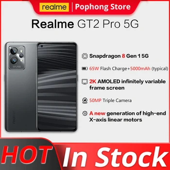 Realme GT 2 Pro 5G Мобилен телефон 6,7 инча 2K AMOLED Snapdragon 8 Gen1 Восьмиядерный 65 W SmartCharge 50 Mp Тройната камера, NFC