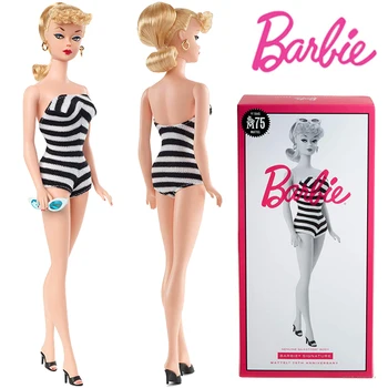 Барби GHT46 Подпис Mattel 75-годишнината на Класически Играчки Черно-Бял Костюм на прилеп, Барби Колекционерско Издание Играчки За Момичета Отрова