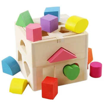 Дървена играчка куб куб пъзел детска вставная кутия дървена играчка влак моторика образователна играчка за насърчаване на разпознават форми и фокусиране