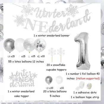 Зимни Декорации Onederland на 1-ви Рожден Ден, Набор от Балони с Номер 1, Балон, за Момчета и Момичета, Замразени Тема, Аксесоари за Парти в чест на рождения Ден
