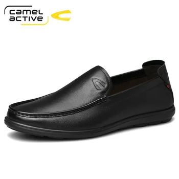 Модела обувки от естествена кожа, Комфортни мъжки ежедневни обувки, Елегантни бизнес работна офис мъжки обувки без закопчалка