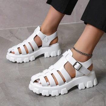 Нови дамски сандали 2022 г., летни Модни сандали Baotoe, Дамски обувки на ток с отворени пръсти в римски стил, пикантни градинска дамски обувки