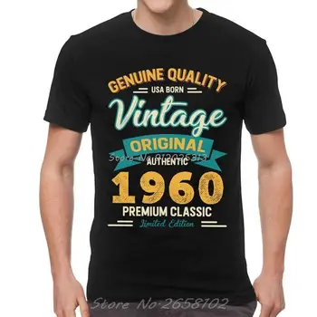 САЩ е Роден Реколта 1960 Тениска За Мъже Къс Ръкав Памучни тениски Класически 60th Рожден Ден 60 Години Тениска Градинска Тениска Подарък