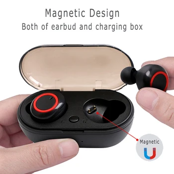 Съвместимост с Y50 TWS-Слушалки, Bluetooth 5.0 Безжични слушалки Слушалки с дълбок бас Спортни слушалки на ушите с кнопочным на горивото