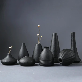 Черна мини-креативна керамична договореност в японски стил, малка ваза, маса за декорации, декорации за дома, декорация
